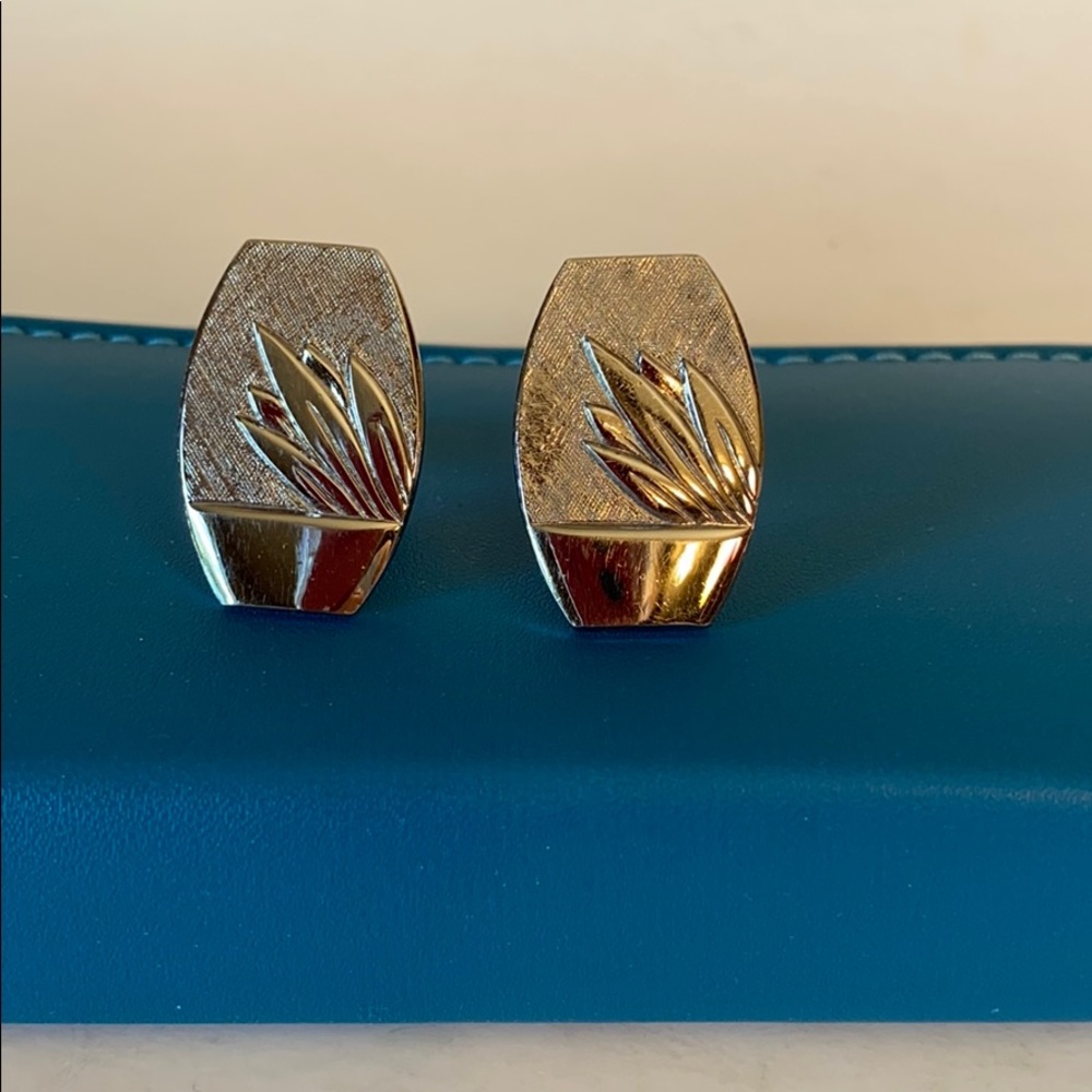 Vintage Silver Tone Reeds Grass Cuff Links